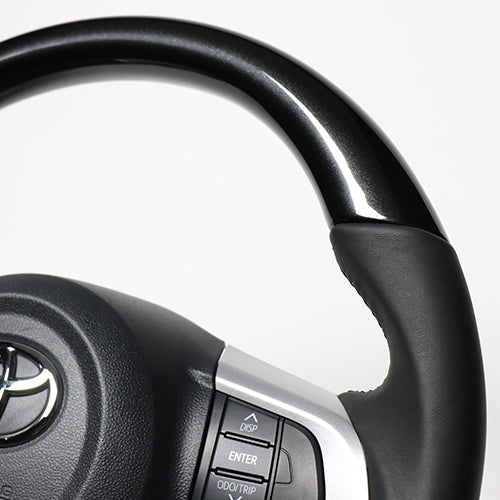 REAL ORIGINAL SERIES SOFT D SHAPE PEARL BLACK BLACK STITCH STEERING WHEEL FOR DAIHATSU ATRAI WAGON S321G: KOUKI S331G: KOUKI  M90-BKP-BK