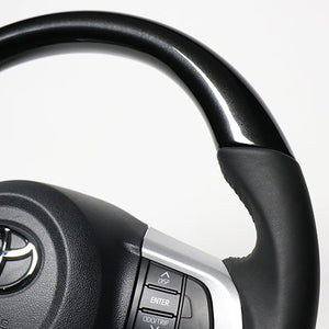 REAL ORIGINAL SERIES SOFT D SHAPE PEARL BLACK BLACK STITCH STEERING WHEEL FOR DAIHATSU ATRAI WAGON S321G: KOUKI S331G: KOUKI  M90-BKP-BK