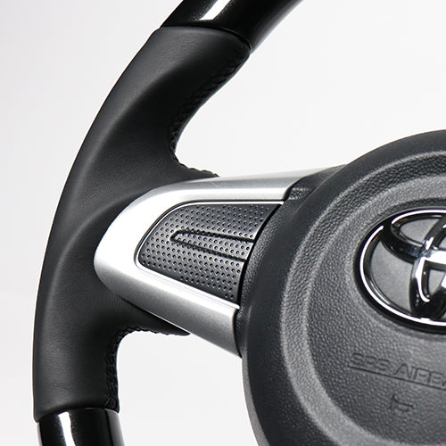 REAL ORIGINAL SERIES SOFT D SHAPE PEARL BLACK BLACK STITCH STEERING WHEEL FOR DAIHATSU ATRAI WAGON S321G: KOUKI S331G: KOUKI  M90-BKP-BK