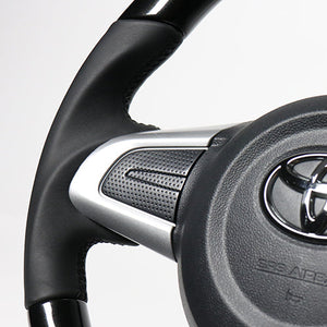 REAL ORIGINAL SERIES SOFT D SHAPE PEARL BLACK BLACK STITCH STEERING WHEEL FOR DAIHATSU ATRAI WAGON S321G: KOUKI S331G: KOUKI  M90-BKP-BK