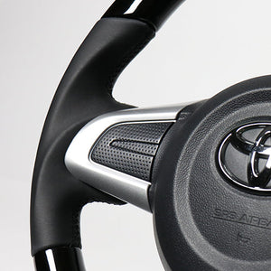 REAL ORIGINAL SERIES SOFT D SHAPE BLACK WOOD BLACK STITCH STEERING WHEEL FOR DAIHATSU ATRAI WAGON S321G: KOUKI S331G: KOUKI  M90-BKW-BK
