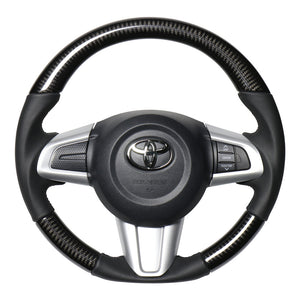 REAL ORIGINAL SERIES SOFT D SHAPE BLACK CARBON BLACK STITCH STEERING WHEEL FOR DAIHATSU ATRAI WAGON S321G: KOUKI S331G: KOUKI  M90-BKC-BK