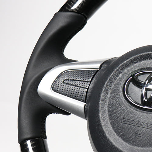 REAL ORIGINAL SERIES SOFT D SHAPE BLACK CARBON BLACK STITCH STEERING WHEEL FOR DAIHATSU ATRAI WAGON S321G: KOUKI S331G: KOUKI  M90-BKC-BK