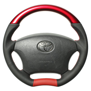 REAL ORIGINAL SERIES C SHAPE PEARL RED RED X BLACK EURO STITCH STEERING WHEEL FOR TOYOTA ALPHARD 10  H200-RDW-RD