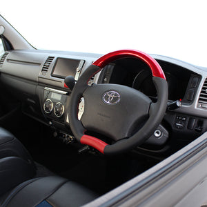 REAL ORIGINAL SERIES C SHAPE PEARL RED RED X BLACK EURO STITCH STEERING WHEEL FOR TOYOTA NOAH 60 : KOUKI  H200-RDW-RD