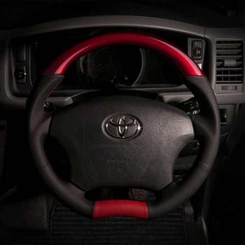 REAL ORIGINAL SERIES C SHAPE PEARL RED RED X BLACK EURO STITCH STEERING WHEEL FOR TOYOTA ALPHARD 10  H200-RDW-RD