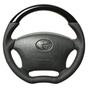 REAL ORIGINAL SERIES C SHAPE PIANO BLACK RED X BLACK EURO STITCH STEERING WHEEL FOR TOYOTA NOAH 60 : KOUKI  H200-PBW-RD