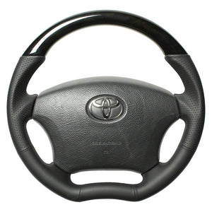 REAL ORIGINAL SERIES C SHAPE BLACK WOOD BLACK EURO STITCH STEERING WHEEL FOR TOYOTA LITEACE VAN S402  H200-BKW-BK