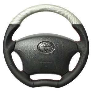 REAL ORIGINAL SERIES C SHAPE MATTE SILVER CARBON UNGLAZED RED X GRAY EURO STITCH STEERING WHEEL FOR TOYOTA LITEACE VAN S402  H200-SLC-RD