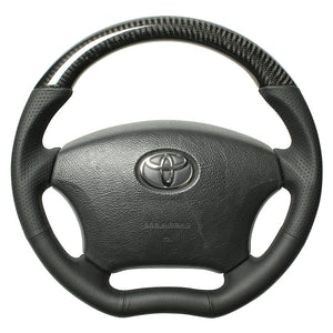 REAL ORIGINAL SERIES C SHAPE BLACK CARBON BLACK EURO STITCH STEERING WHEEL FOR TOYOTA VOXY 60 : KOUKI  H200-BKC-BK