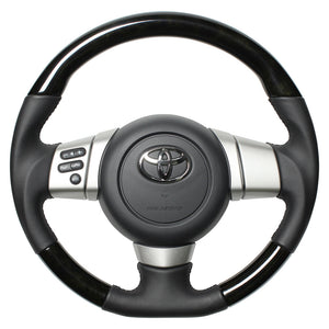 REAL ORIGINAL SERIES SOFT D SHAPE BLACK WOOD BLACK STITCH STEERING WHEEL FOR TOYOTA FJ CRUISER GSJ15W FJ-BKW-BK