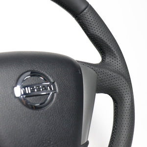 REAL ORIGINAL SERIES SOFT D SHAPE ALL LEATHER BLACK EURO STITCH STEERING WHEEL FOR NISSAN MURANO Z51  NSC-LPB-BK