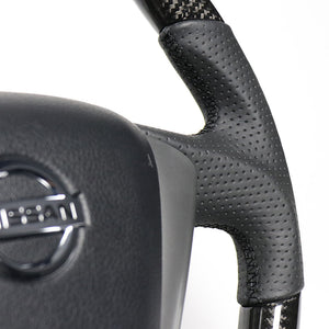 REAL ORIGINAL SERIES SOFT D SHAPE BLACK CARBON BLACK EURO STITCH STEERING WHEEL FOR NISSAN TEANA J32  NSC-BKC-BK