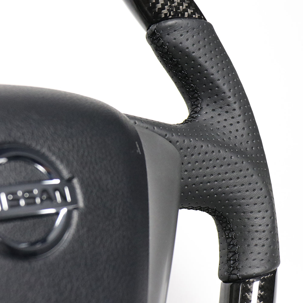 REAL ORIGINAL SERIES SOFT D SHAPE BLACK CARBON BLACK EURO STITCH STEERING WHEEL FOR NISSAN MURANO Z51  NSC-BKC-BK