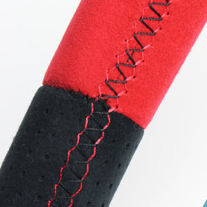 REAL ORIGINAL SERIES D SHAPE RED & BLACK ULTRA SUEDE RED X BLACK EURO STITCH STEERING WHEEL FOR NISSAN JUKE F15 NSB-ALC-RD