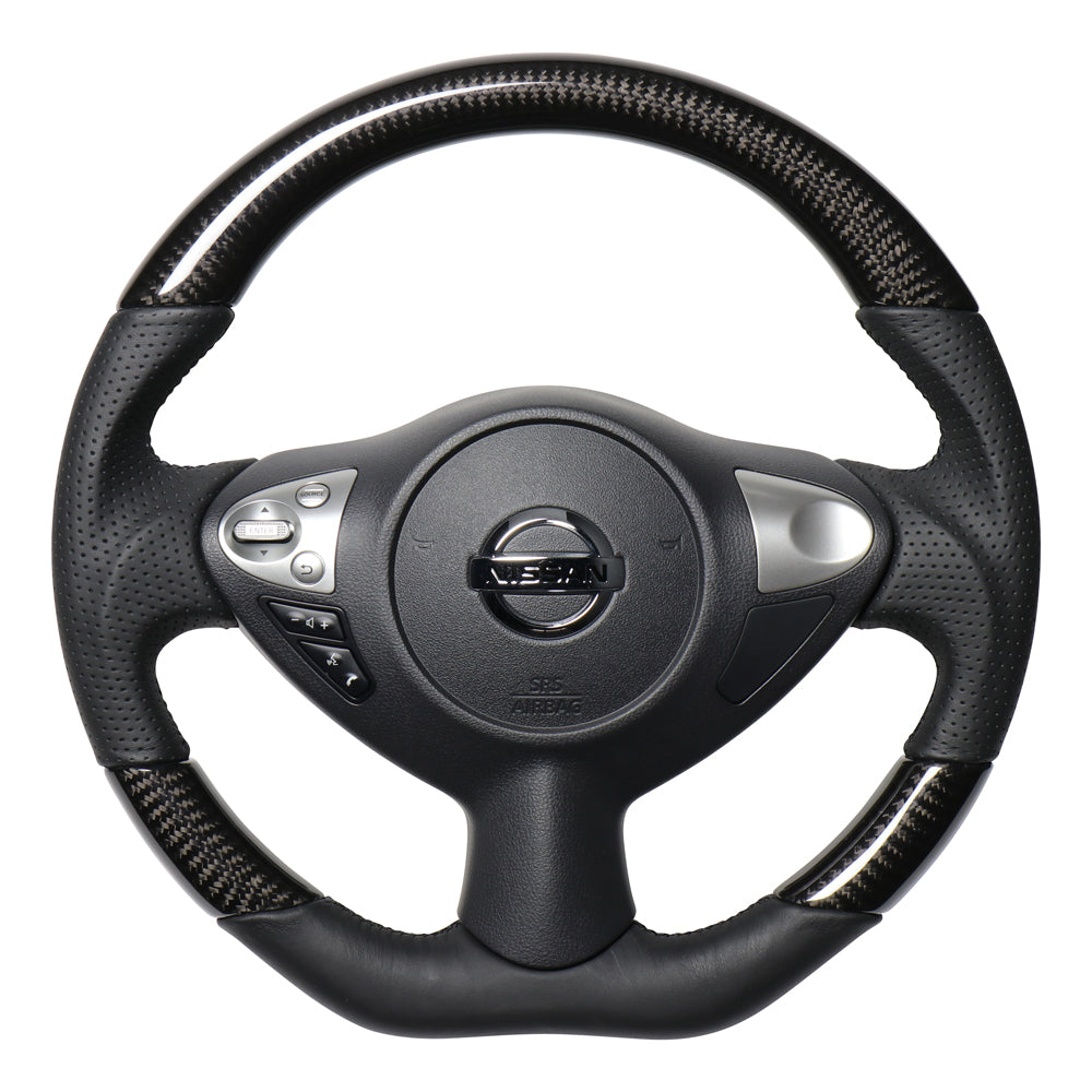 REAL ORIGINAL SERIES D SHAPE BLACK CARBON BLACK EURO STITCH STEERING WHEEL FOR NISSAN MARCH NISMO K13  NSB-BKC-BK