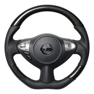 REAL ORIGINAL SERIES D SHAPE BLACK CARBON BLACK EURO STITCH STEERING WHEEL FOR NISSAN MARCH NISMO K13  NSB-BKC-BK