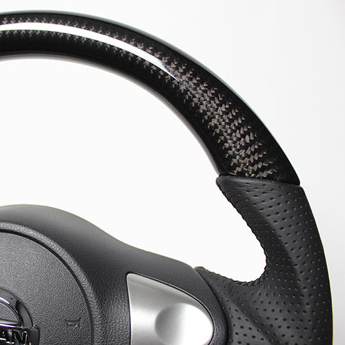 REAL ORIGINAL SERIES D SHAPE BLACK CARBON BLACK EURO STITCH STEERING WHEEL FOR NISSAN MARCH NISMO K13  NSB-BKC-BK