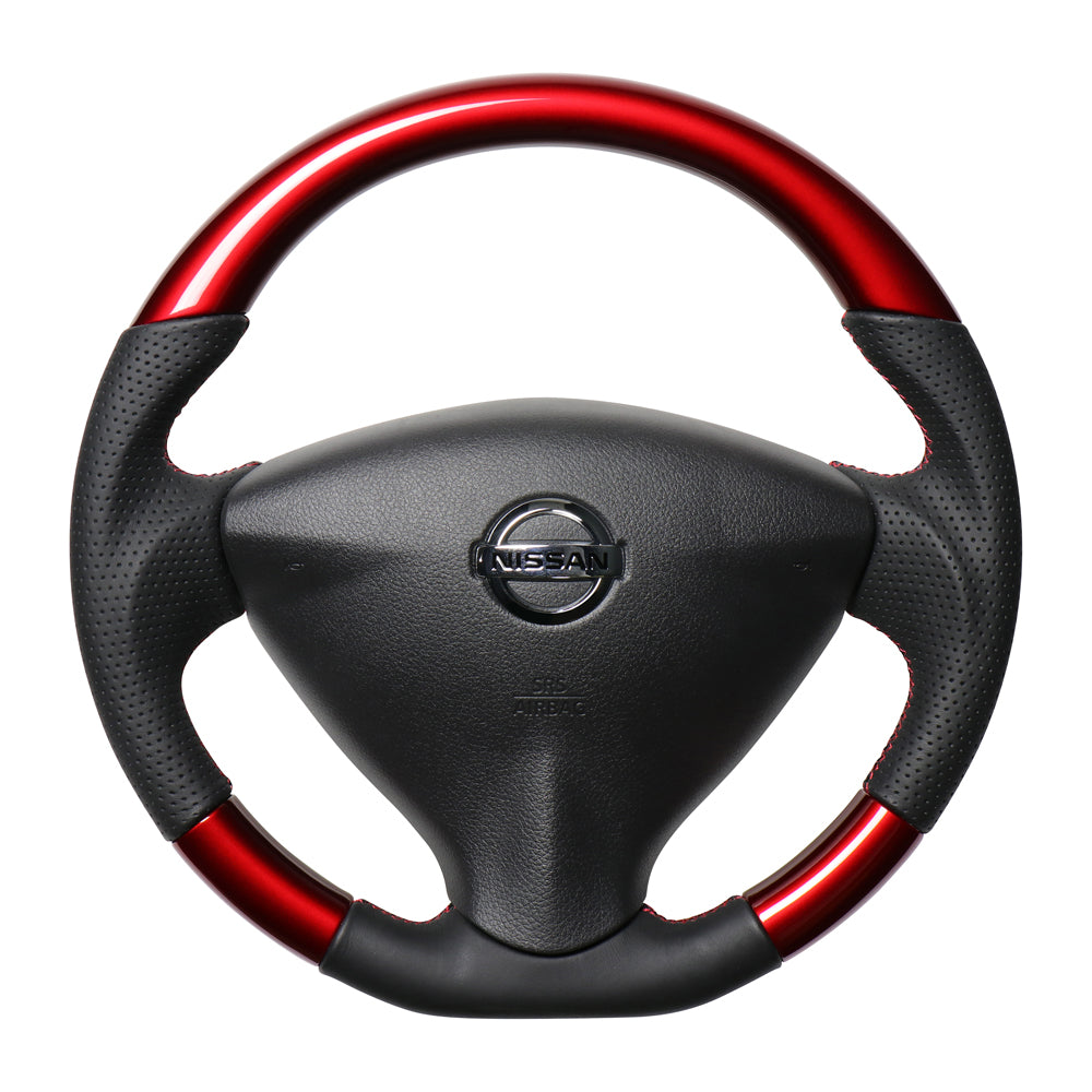 REAL ORIGINAL SERIES SOFT D SHAPE PEARL RED RED X BLACK EURO STITCH STEERING WHEEL FOR SUZUKI RANDY SC26  NSA-RDW-RD