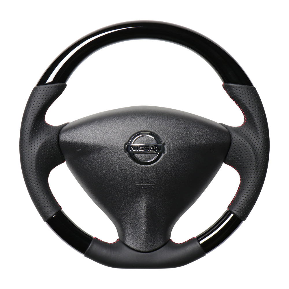 REAL ORIGINAL SERIES SOFT D SHAPE PIANO BLACK RED X BLACK EURO STITCH STEERING WHEEL FOR SUZUKI RANDY SC26  NSA-PBW-RD