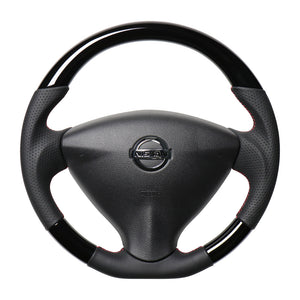 REAL ORIGINAL SERIES SOFT D SHAPE PIANO BLACK RED X BLACK EURO STITCH STEERING WHEEL FOR SUZUKI RANDY SC26  NSA-PBW-RD