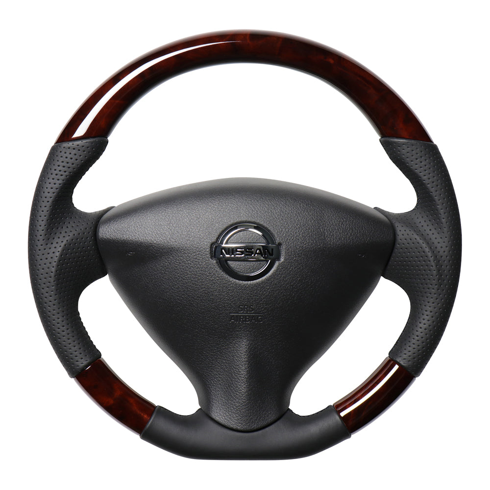 REAL ORIGINAL SERIES SOFT D SHAPE BROWN WOOD BLACK EURO STITCH STEERING WHEEL FOR SUZUKI RANDY SC26  NSA-BRW-BK
