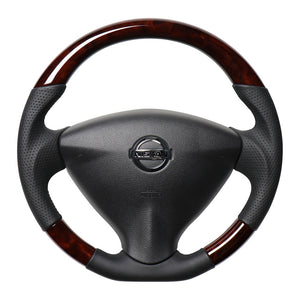 REAL ORIGINAL SERIES SOFT D SHAPE BROWN WOOD BLACK EURO STITCH STEERING WHEEL FOR SUZUKI RANDY SC26  NSA-BRW-BK