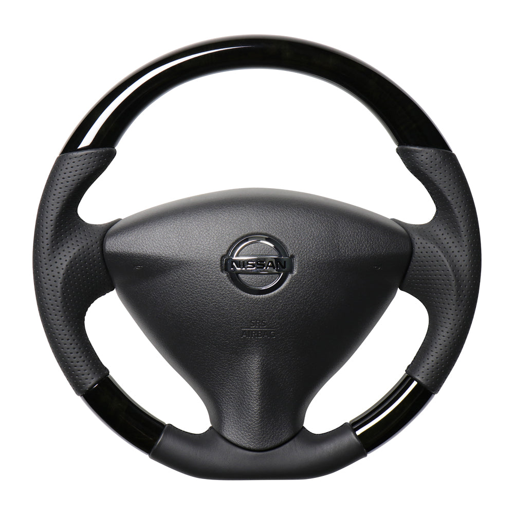 REAL ORIGINAL SERIES SOFT D SHAPE BLACK WOOD BLACK EURO STITCH STEERING WHEEL FOR SUZUKI RANDY SC26  NSA-BKW-BK