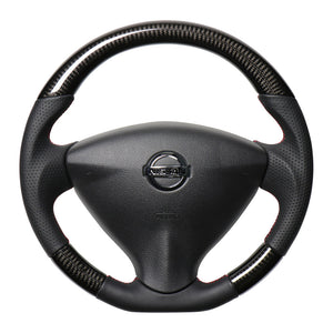 REAL ORIGINAL SERIES SOFT D SHAPE BLACK CARBON RED X BLACK EURO STITCH STEERING WHEEL FOR SUZUKI RANDY SC26  NSA-BKC-RD