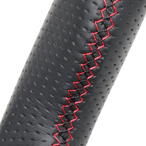 REAL ORIGINAL SERIES SOFT D SHAPE ALL LEATHER RED X BLACK EURO STITCH STEERING WHEEL FOR MAZDA MAZDA2 DJ  MZD-LPB-RD