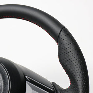 REAL ORIGINAL SERIES SOFT D SHAPE ALL LEATHER RED X BLACK EURO STITCH STEERING WHEEL FOR MAZDA CX-3 DK:LATE  MZD-LPB-RD