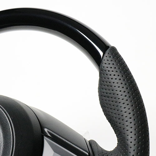 REAL ORIGINAL SERIES SOFT D SHAPE PIANO BLACK BLACK EURO STITCH STEERING WHEEL FOR MAZDA MAZDA2 DJ  MZD-PBW-BK