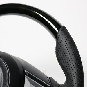 REAL ORIGINAL SERIES SOFT D SHAPE BLACK WOOD BLACK EURO STITCH STEERING WHEEL FOR MAZDA DEMIO DJ: KOUKI  MZD-BKW-BK