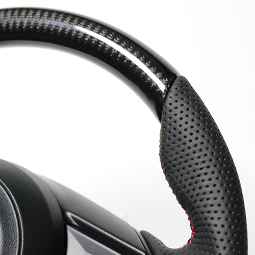 REAL ORIGINAL SERIES SOFT D SHAPE BLACK CARBON RED X BLACK EURO STITCH STEERING WHEEL FOR MAZDA CX-8 KG  MZD-BKC-RD