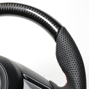 REAL ORIGINAL SERIES SOFT D SHAPE BLACK CARBON RED X BLACK EURO STITCH STEERING WHEEL FOR MAZDA CX-8 KG  MZD-BKC-RD