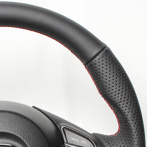 REAL ORIGINAL SERIES D SHAPE ALL LEATHER RED X BLACK EURO STITCH STEERING WHEEL FOR MAZDA CX-5 KE  MZA-LPB-RD