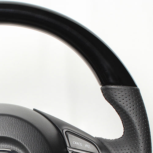 REAL ORIGINAL SERIES D SHAPE PIANO BLACK BLACK EURO STITCH STEERING WHEEL FOR MAZDA CX-5 KE  MZA-PBW-BK