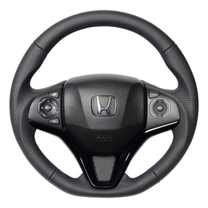 REAL ORIGINAL SERIES SOFT D SHAPE ALL LEATHER BLUE X BLACK EURO STITCH STEERING WHEEL FOR HONDA VEZEL RU1-4 JH3 JH4 HNA-LPB-BL
