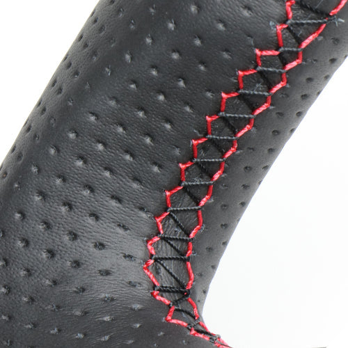 REAL ORIGINAL SERIES SOFT D SHAPE PEARL RED RED X BLACK EURO STITCH STEERING WHEEL FOR HONDA VEZEL RU1-4 JH3 JH4 HNA-RDW-RD