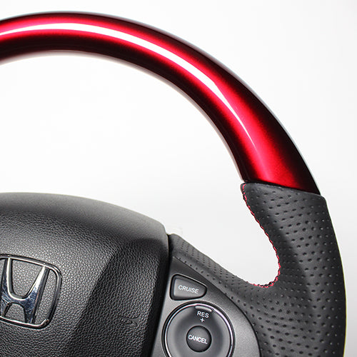 REAL ORIGINAL SERIES SOFT D SHAPE PEARL RED RED X BLACK EURO STITCH STEERING WHEEL FOR HONDA VEZEL RU1-4 JH3 JH4 HNA-RDW-RD