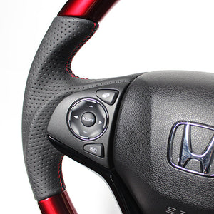REAL ORIGINAL SERIES SOFT D SHAPE PEARL RED RED X BLACK EURO STITCH STEERING WHEEL FOR HONDA VEZEL RU1-4 JH3 JH4 HNA-RDW-RD