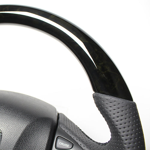 REAL ORIGINAL SERIES SOFT D SHAPE BLACK WOOD BLACK EURO STITCH STEERING WHEEL FOR HONDA VEZEL RU1-4 JH3 JH4 HNA-BKW-BK