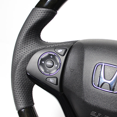 REAL ORIGINAL SERIES SOFT D SHAPE BLACK WOOD BLACK EURO STITCH STEERING WHEEL FOR HONDA VEZEL RU1-4 JH3 JH4 HNA-BKW-BK