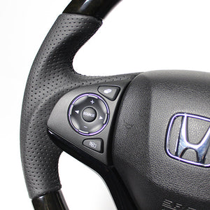 REAL ORIGINAL SERIES SOFT D SHAPE BLACK WOOD BLACK EURO STITCH STEERING WHEEL FOR HONDA VEZEL RU1-4 JH3 JH4 HNA-BKW-BK