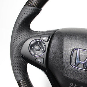 REAL ORIGINAL SERIES SOFT D SHAPE BLACK CARBON BLACK EURO STITCH STEERING WHEEL FOR HONDA VEZEL RU1-4 JH3 JH4 HNA-BKC-BK