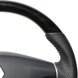 REAL ORIGINAL SERIES ROUND SHAPE BLACK WOOD BLACK STITCH STEERING WHEEL FOR MITSUBISHI PAJERO V8 W V9 W  D5-BKW-BK