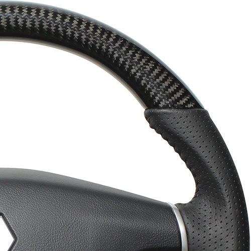 REAL ORIGINAL SERIES ROUND SHAPE BLACK CARBON BLACK STITCH STEERING WHEEL FOR MITSUBISHI PAJERO V8 W V9 W  D5-BKC-BK