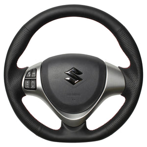 REAL ORIGINAL SERIES SOFT D SHAPE ALL LEATHER RED X BLACK EURO STITCH STEERING WHEEL FOR SUZUKI SPACIA MK32S MK42S  MR31-LPB-RD