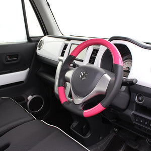 REAL ORIGINAL SERIES SOFT D SHAPE CANDY PINK PINK STITCH STEERING WHEEL FOR SUZUKI JIMNY JB23W:10 TYPE  MR31-PCW-PC