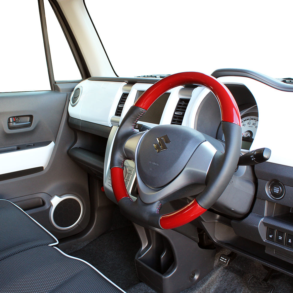 REAL ORIGINAL SERIES SOFT D SHAPE PHOENIX RED DARK WINE STITCH STEERING WHEEL FOR SUZUKI JIMNY JB23W:10 TYPE  MR31-DRDW-DW